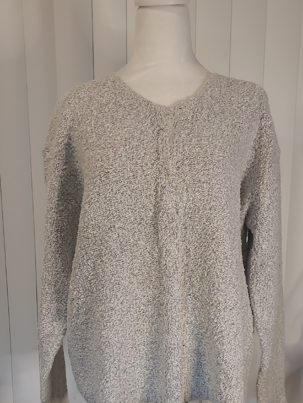 J. Jill Heathered Light Gray Knit Pullover